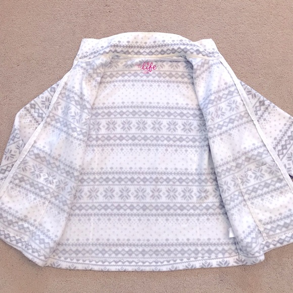 Made For Life Lightweight Zip Up Fleece Jacket Womens Medium White Grey Pockets - Picture 5 of 10